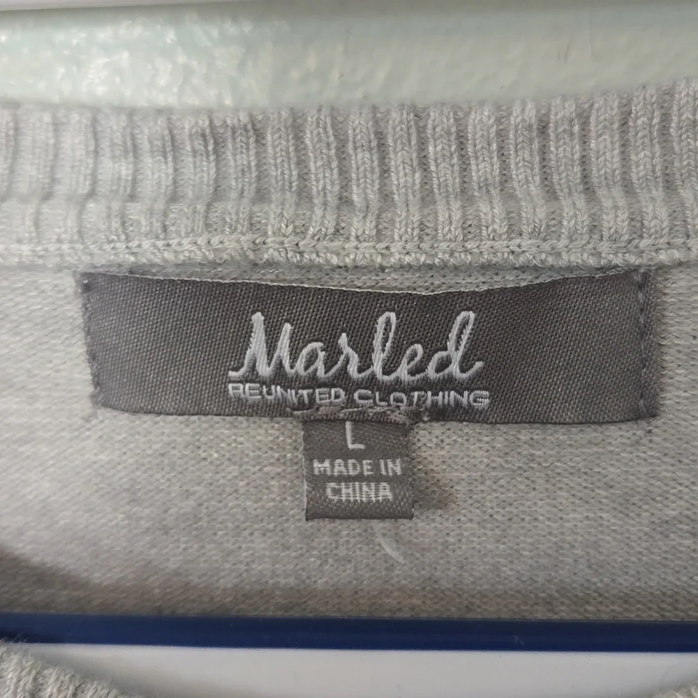 Marled | Gray Puff Sleeve Sweater Top Size Large - Picture 7 of 9